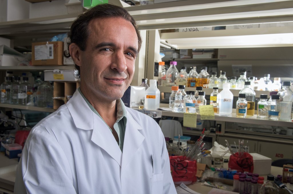 Jeff Cirillo wearing lab coat in laboratory